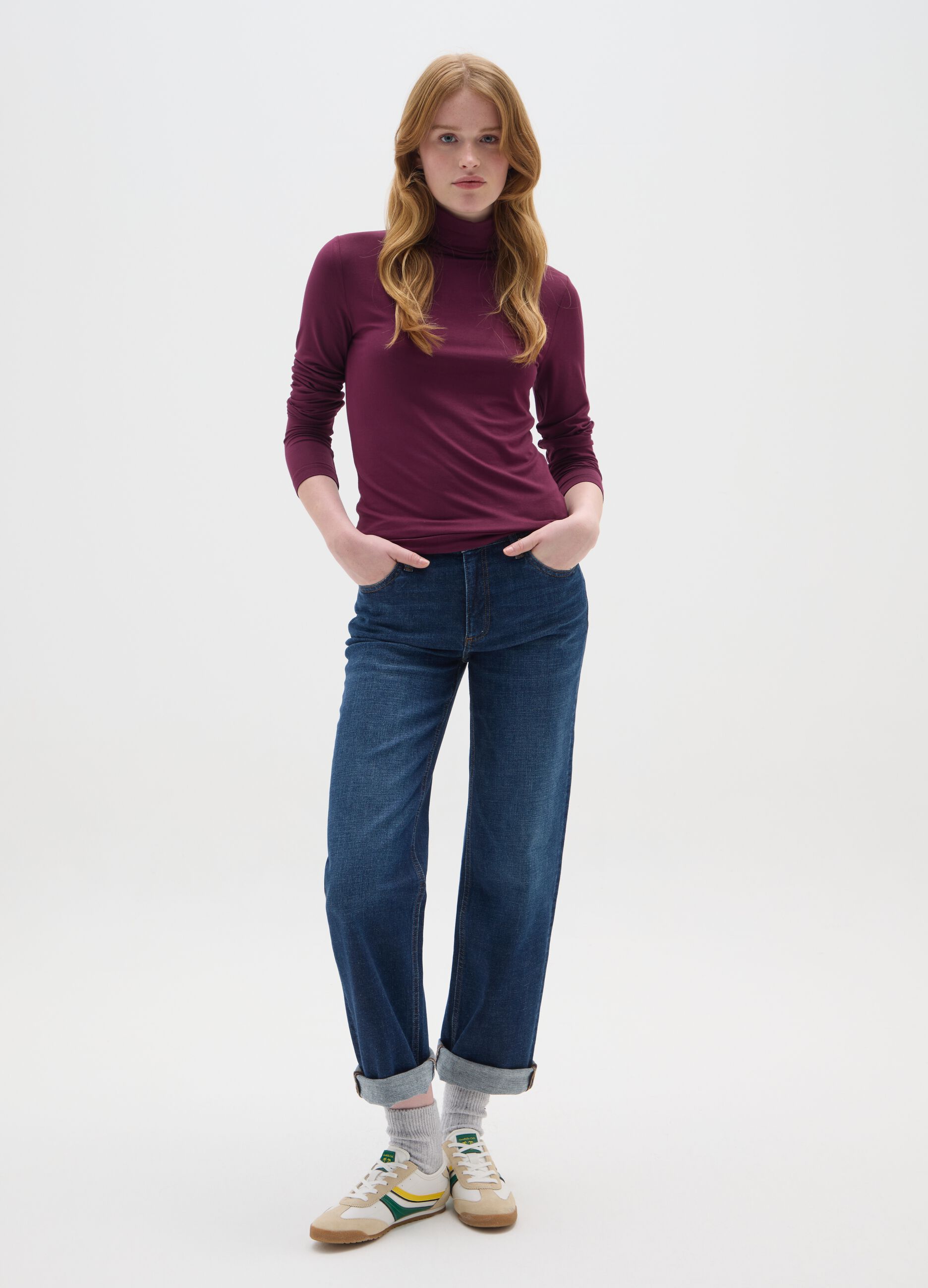 Purple high-neck regular fit jumper