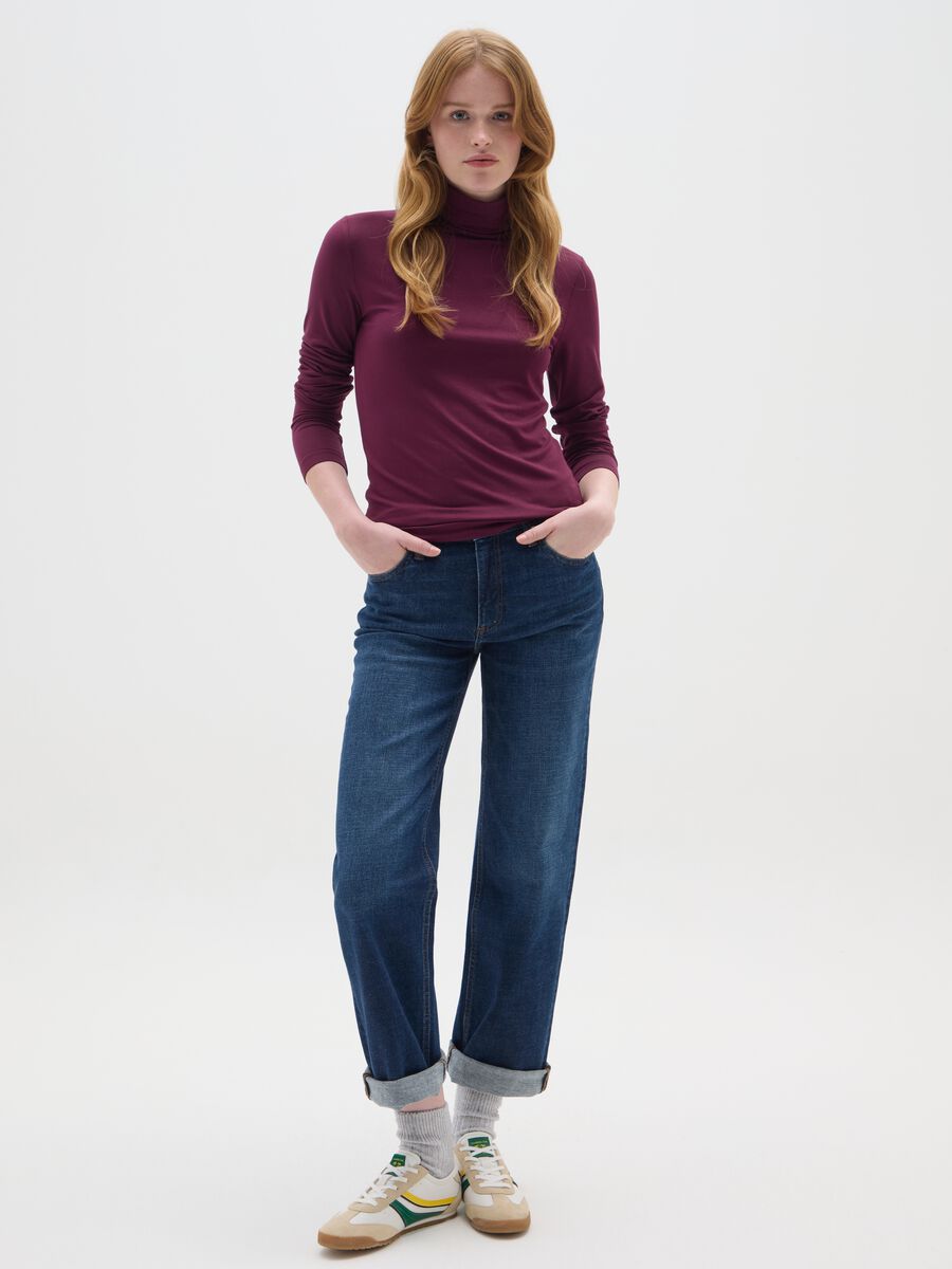 Purple high-neck regular fit jumper_1