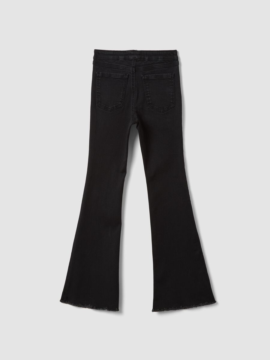 Jeggings neri flare in cotone e viscosa elasticizzata per ragazza_2