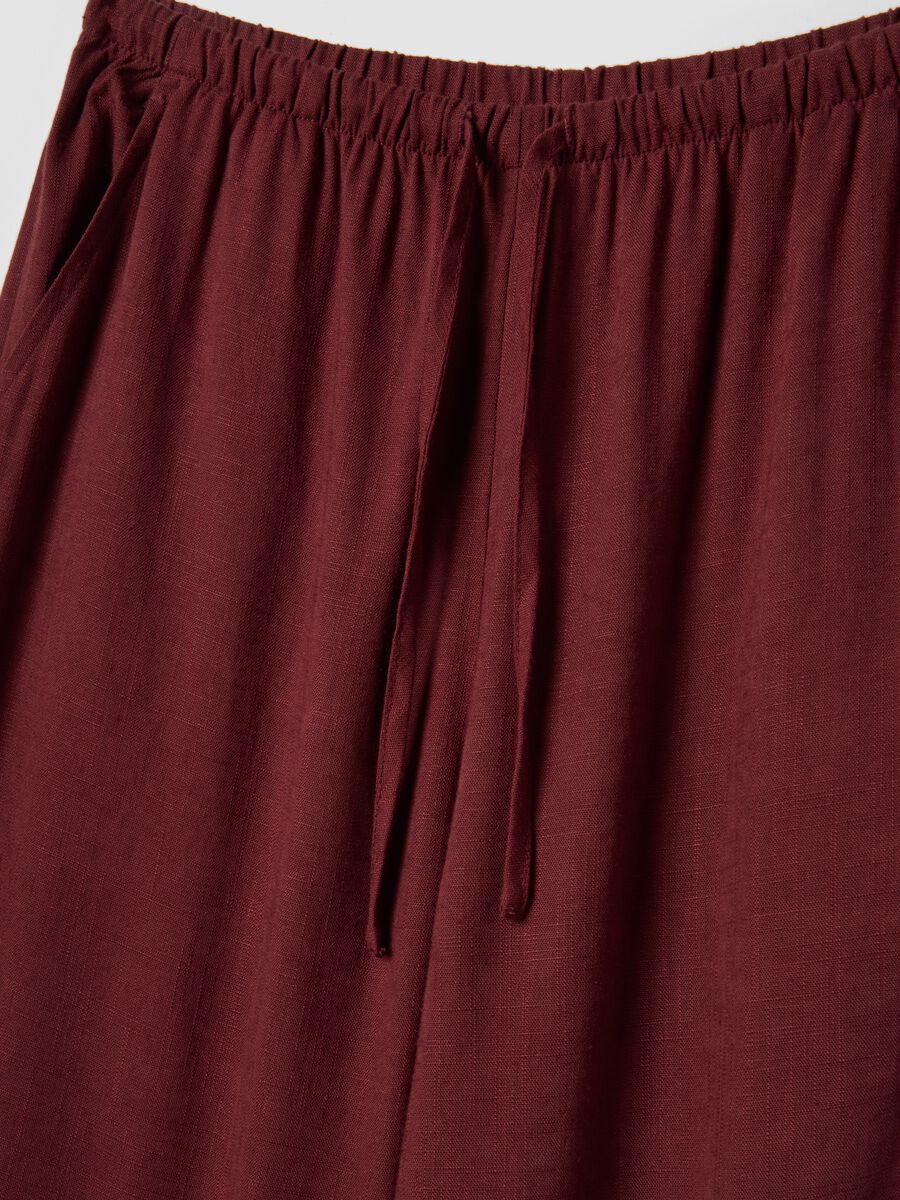 Red viscose-linen blend relaxed fit jogger trousers_5