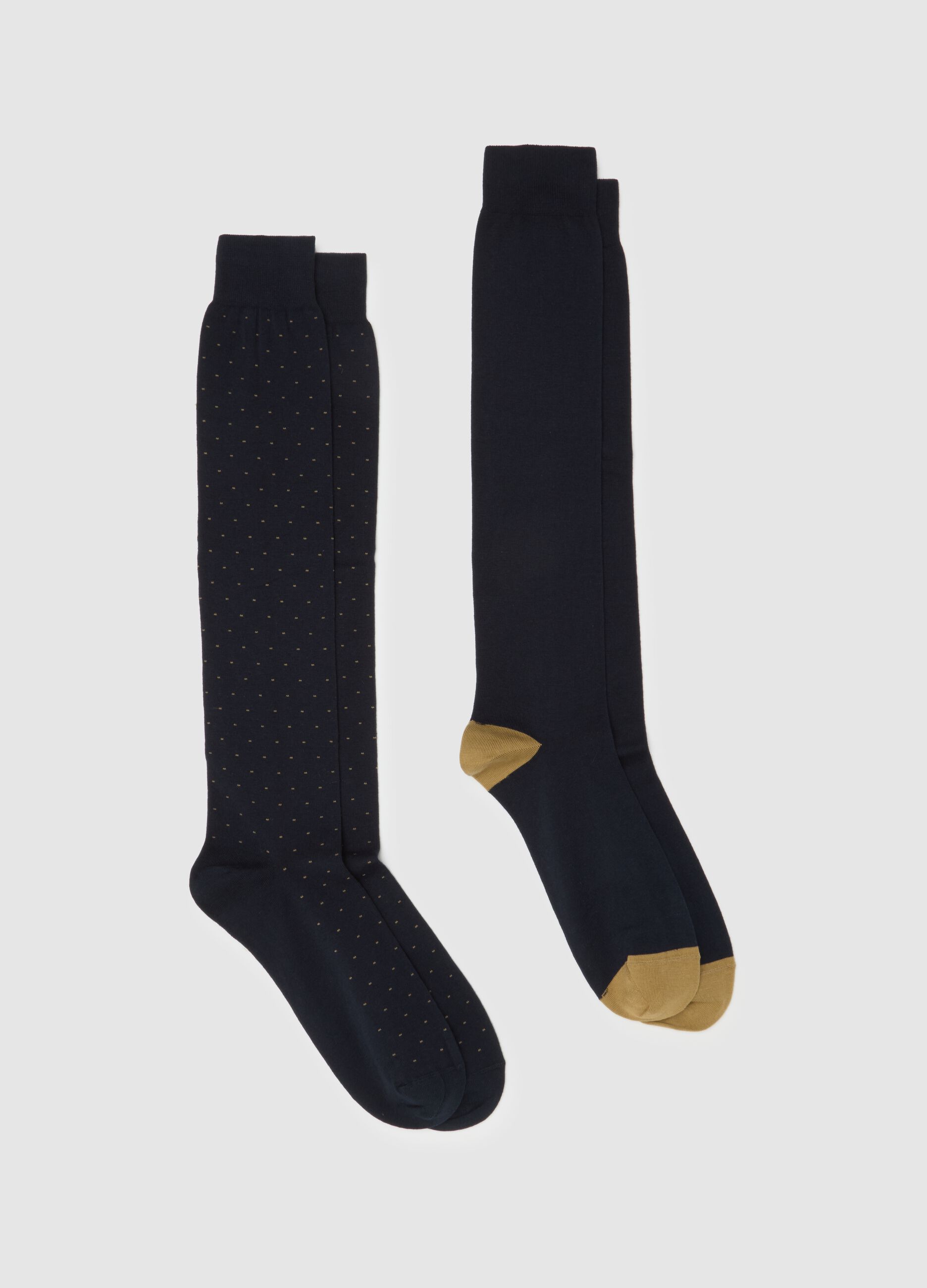 Two-pack blue long socks in cotton blend