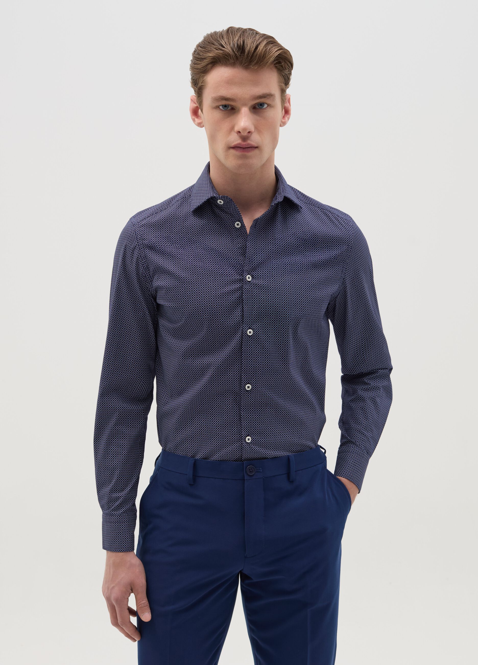 Slim-fit shirt with micro print