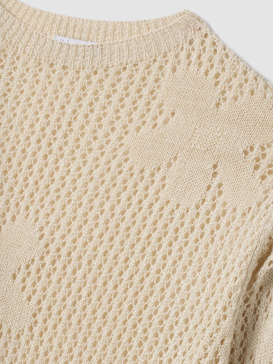 Maglia beige traforata con motivo floreale regular fit_5