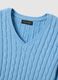 Pullover azzurro in puro cotone regular fit con lavorazione a treccia_1