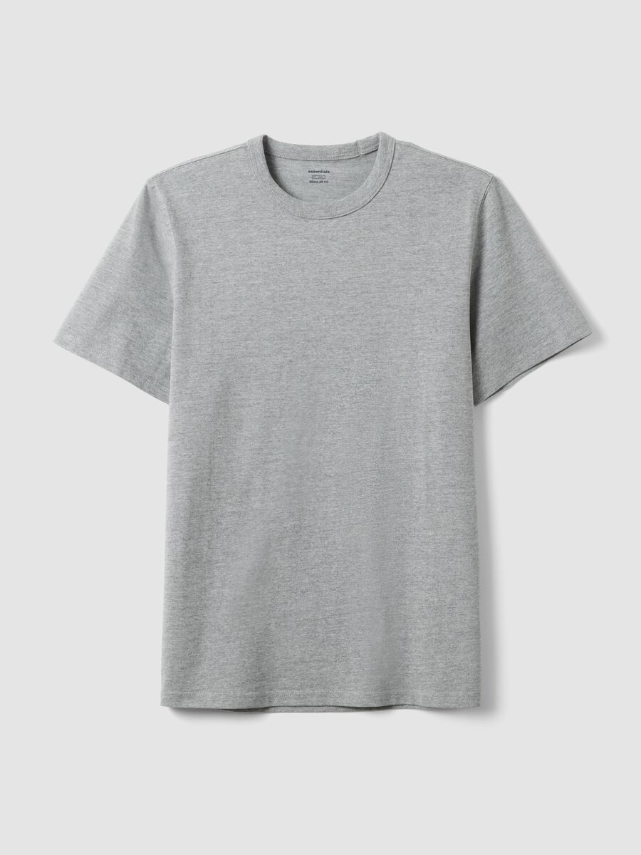 Short-sleeve grey pure cotton regular fit t-shirt_4