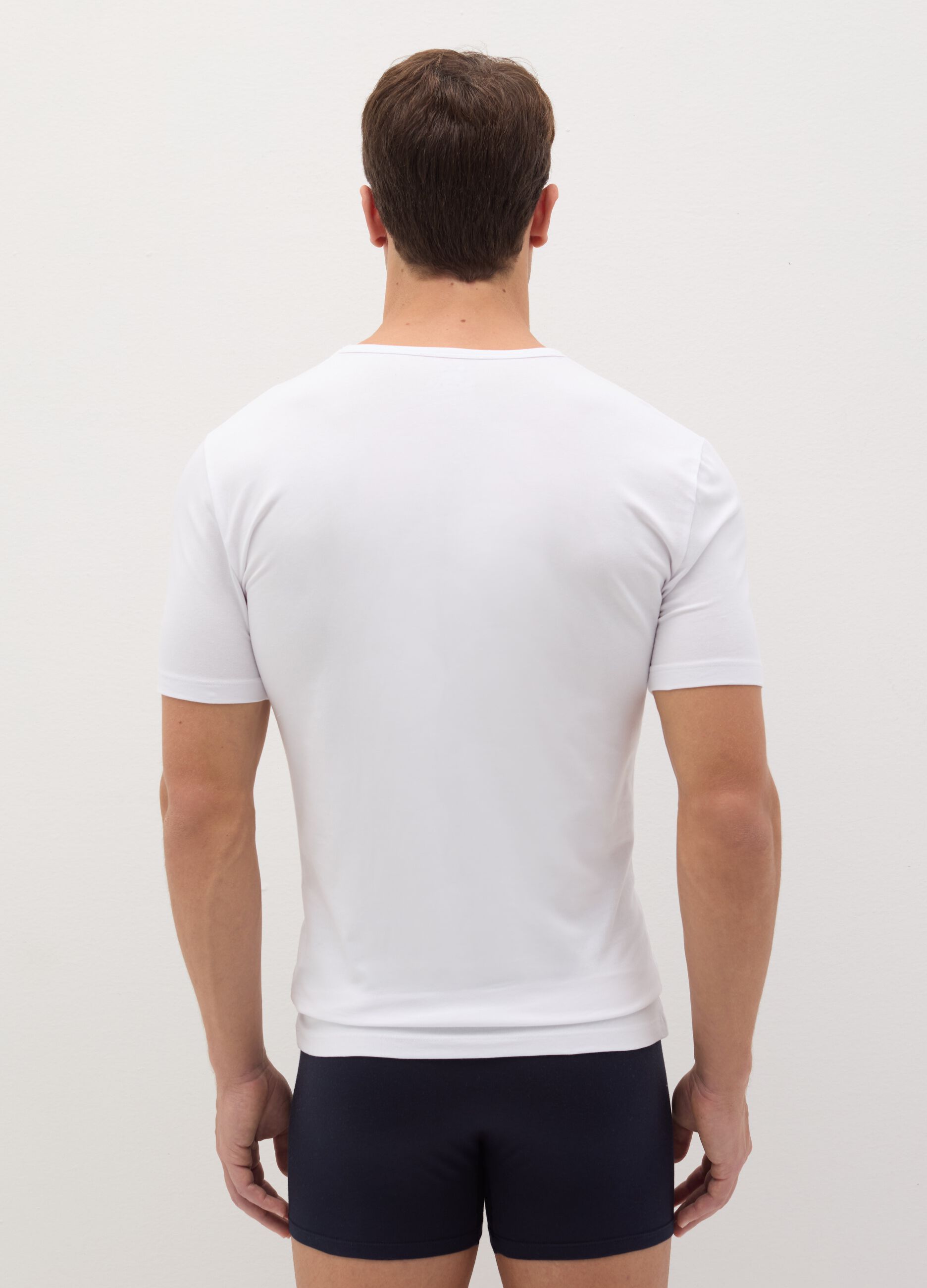 Two-pack organic cotton undershirts with V neck