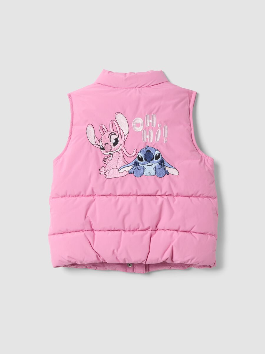 Gilet rosa imbottito con ricamo di Lilo & Stitch per bambina_1