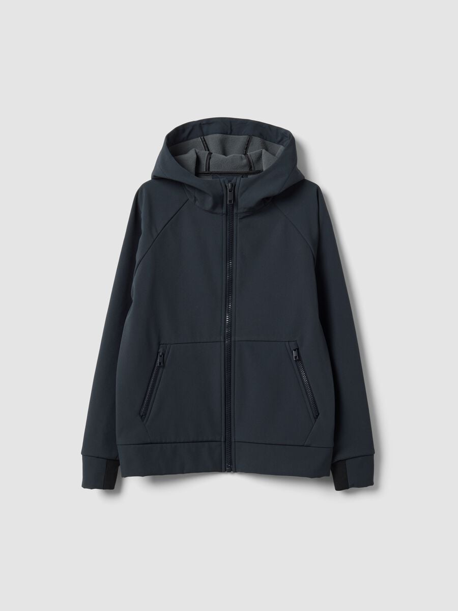 Grey hooded stretch-fabric jacket for boys_3