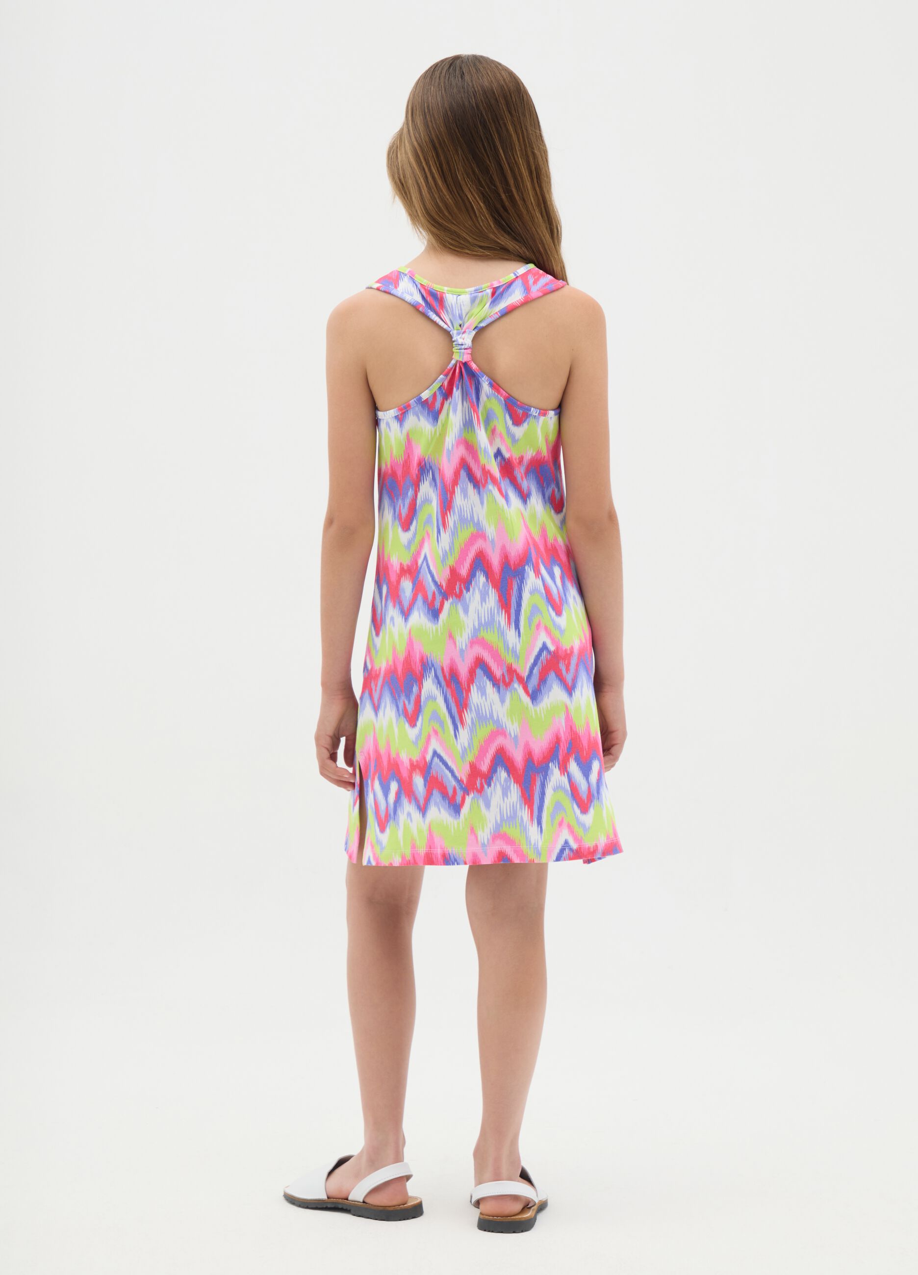 Multicolour Regular Fit Cotton Blend Girl's Dress
