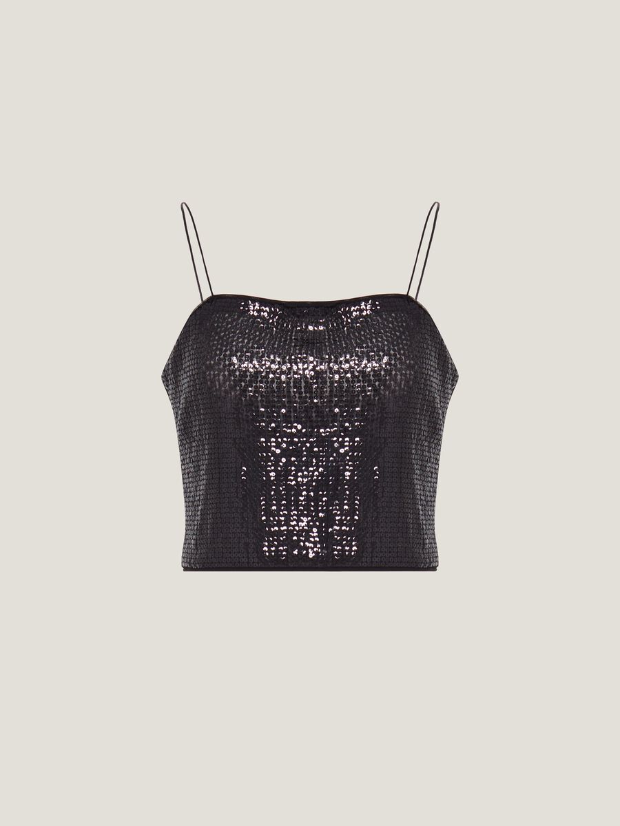 Top cropped con paillettes all-over_5