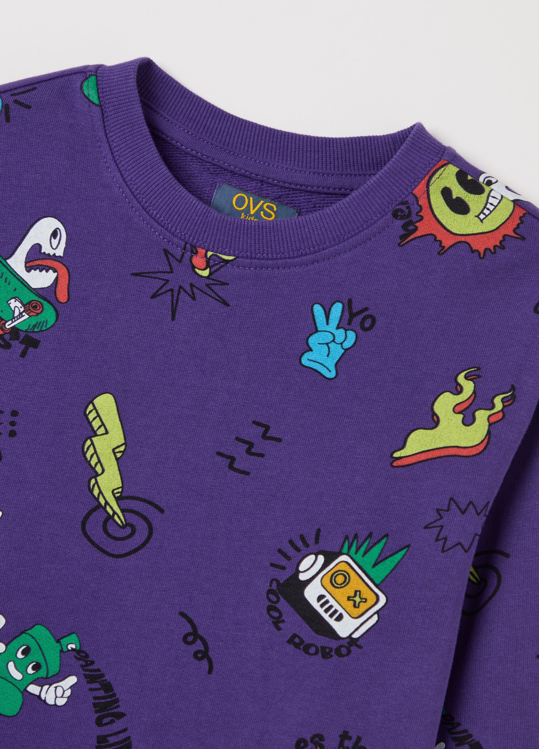 French terry sweatshirt with graffiti-style print