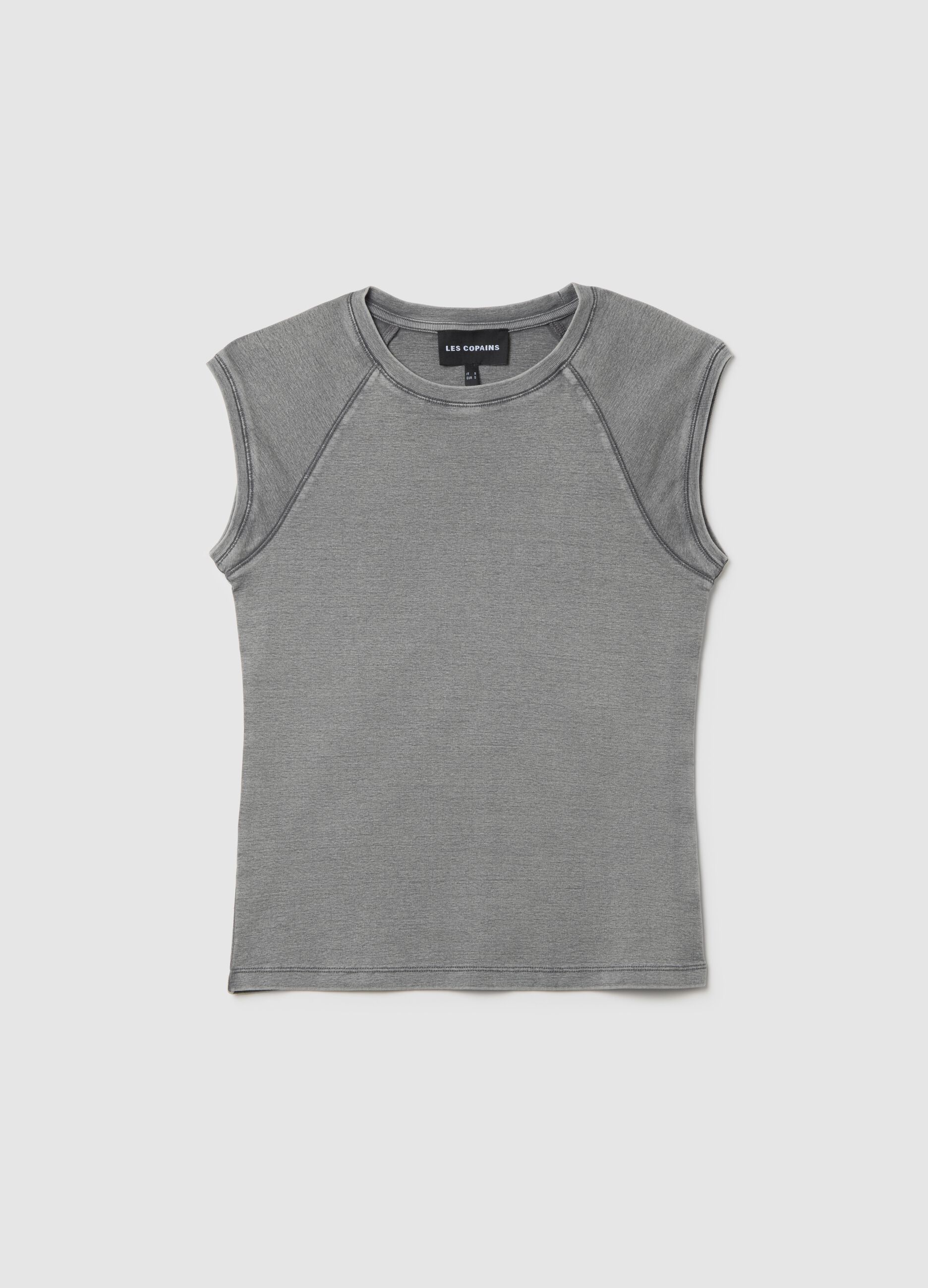 Canotta da donna in puro cotone grigia fitted