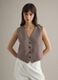 Multicolour striped regular fit viscose and linen blend waistcoat_3