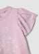 Girls&rsquo; pink pure cotton T-shirt with frill sleeves and rhinestones_2