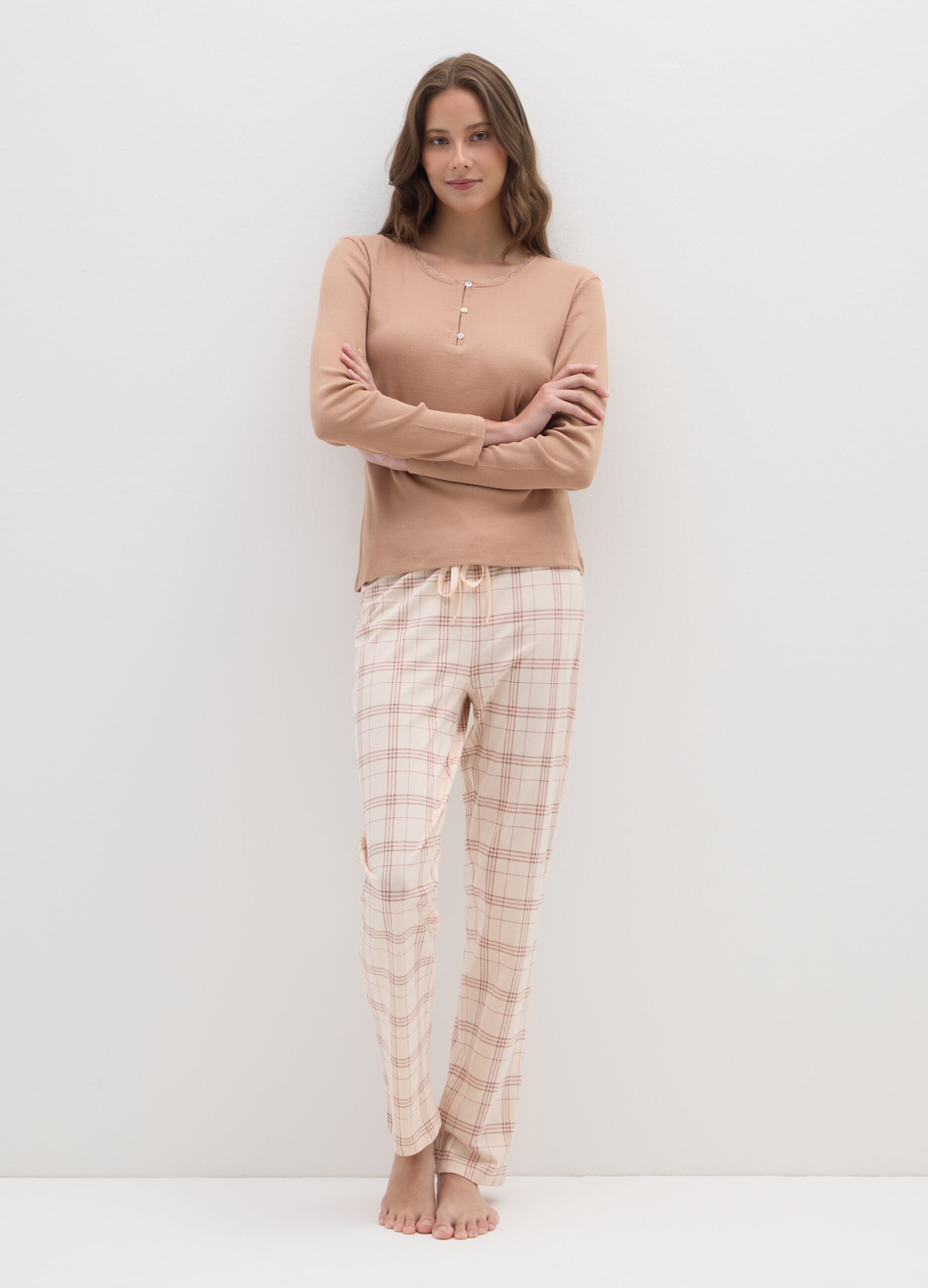 Beige pure cotton pyjamas regular fit