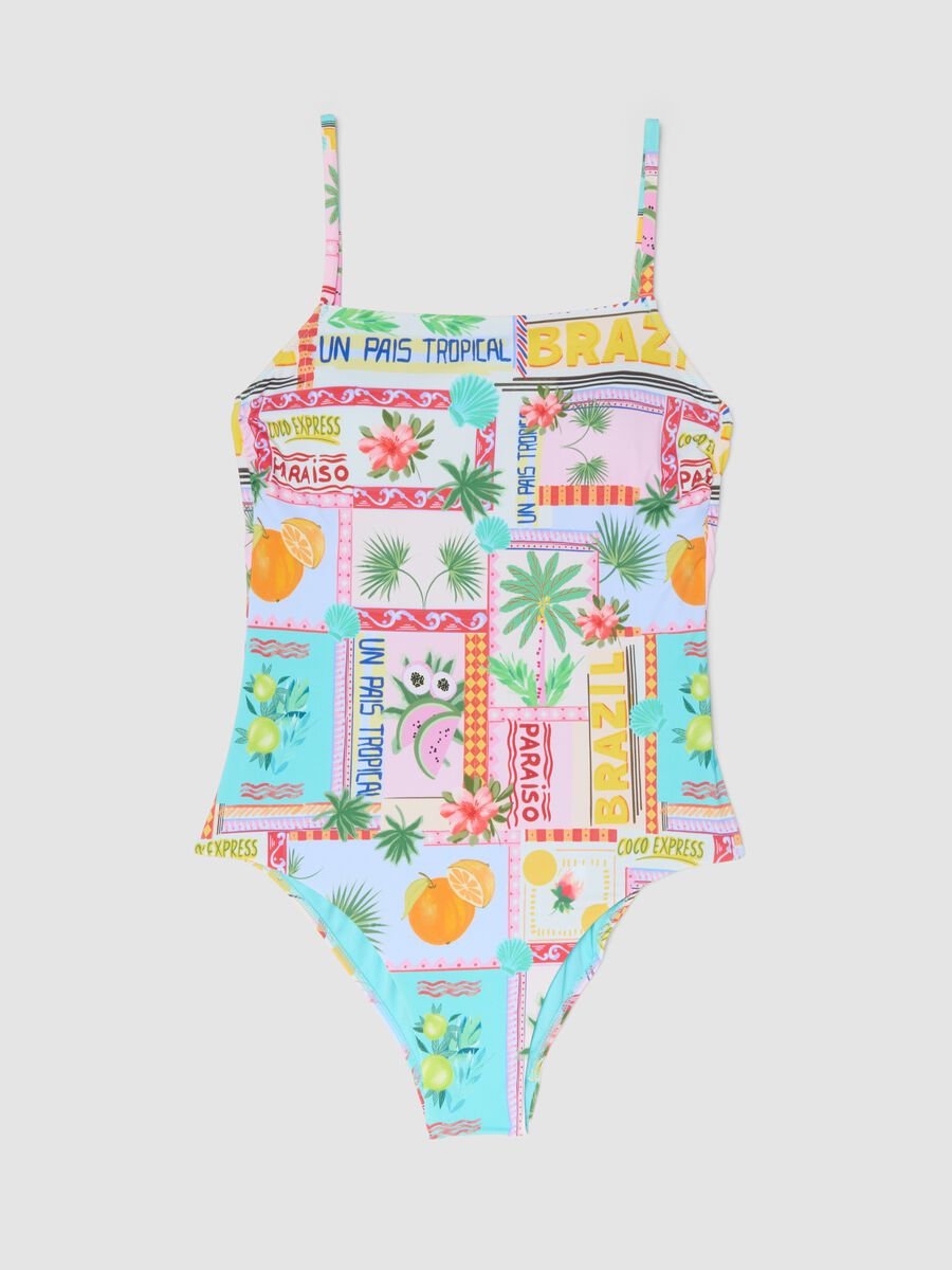 Multicolour stretch fabric swimsuit_4