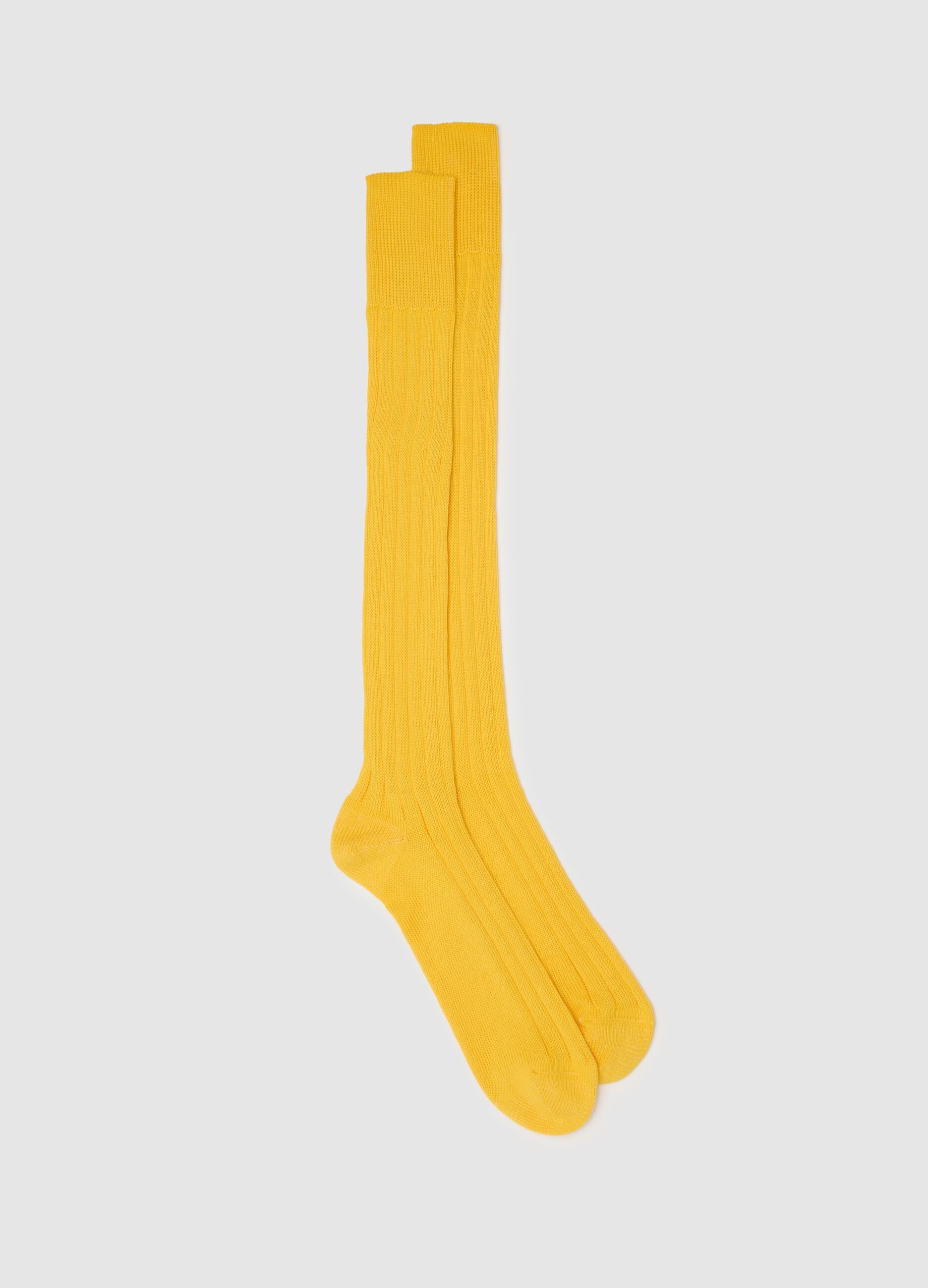 Long Yellow Pure Cotton Socks
