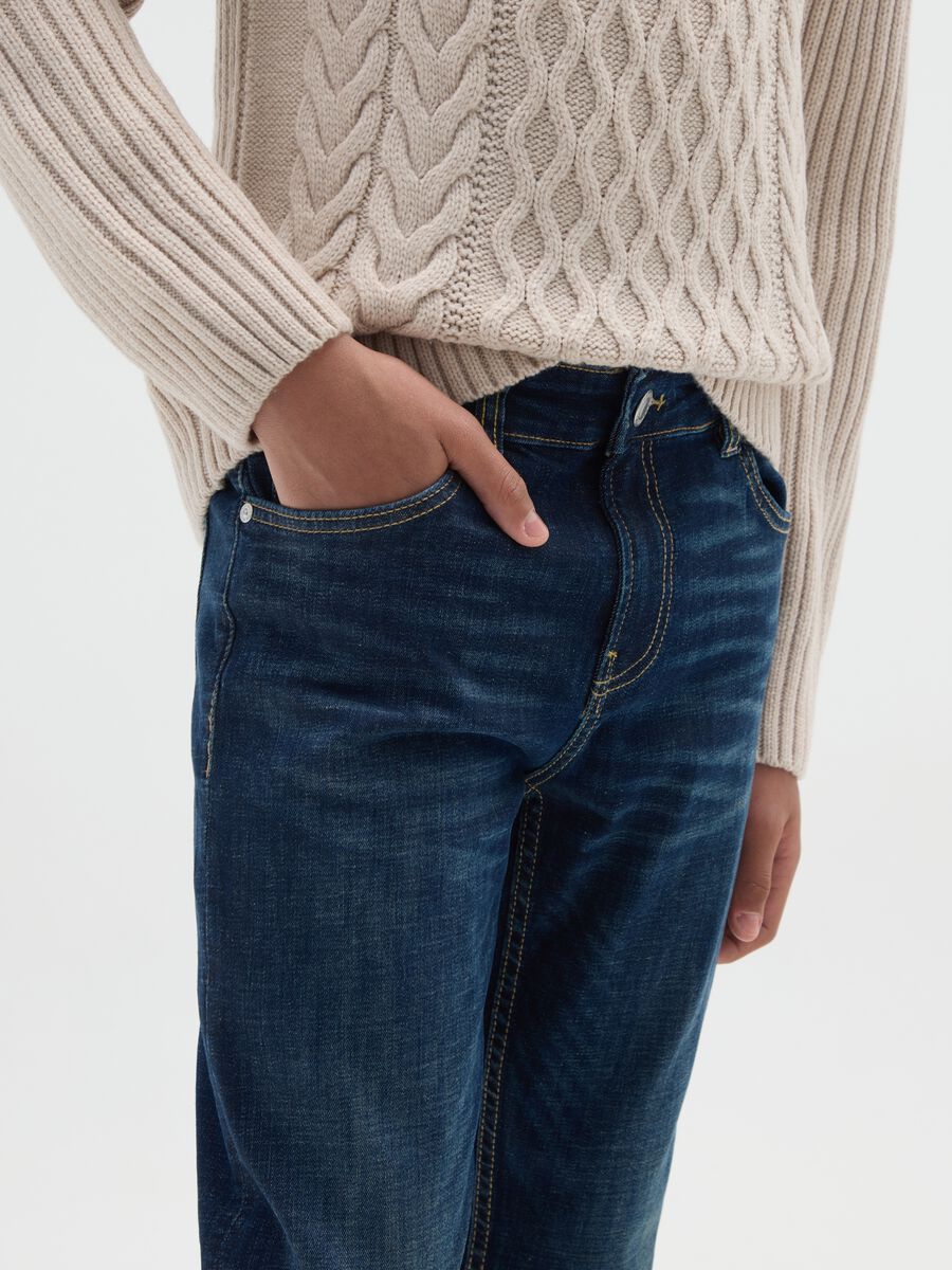 Boys' Blue Stretch Denim Regular Fit Jeans_2