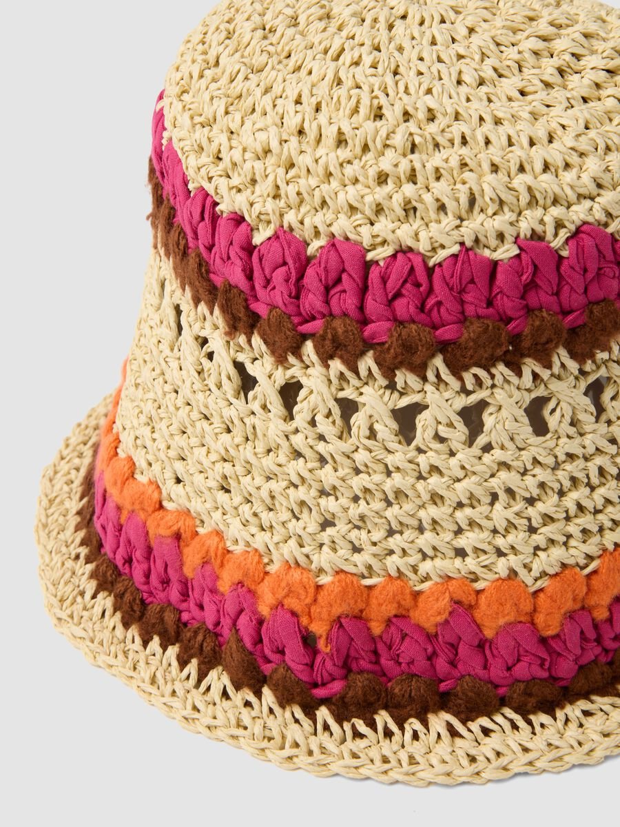 Multicolour paper and cotton blend bucket hat_2