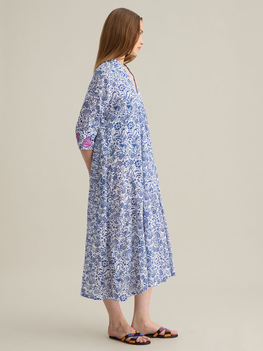 Women's long dress in pure multicolour cotton_1