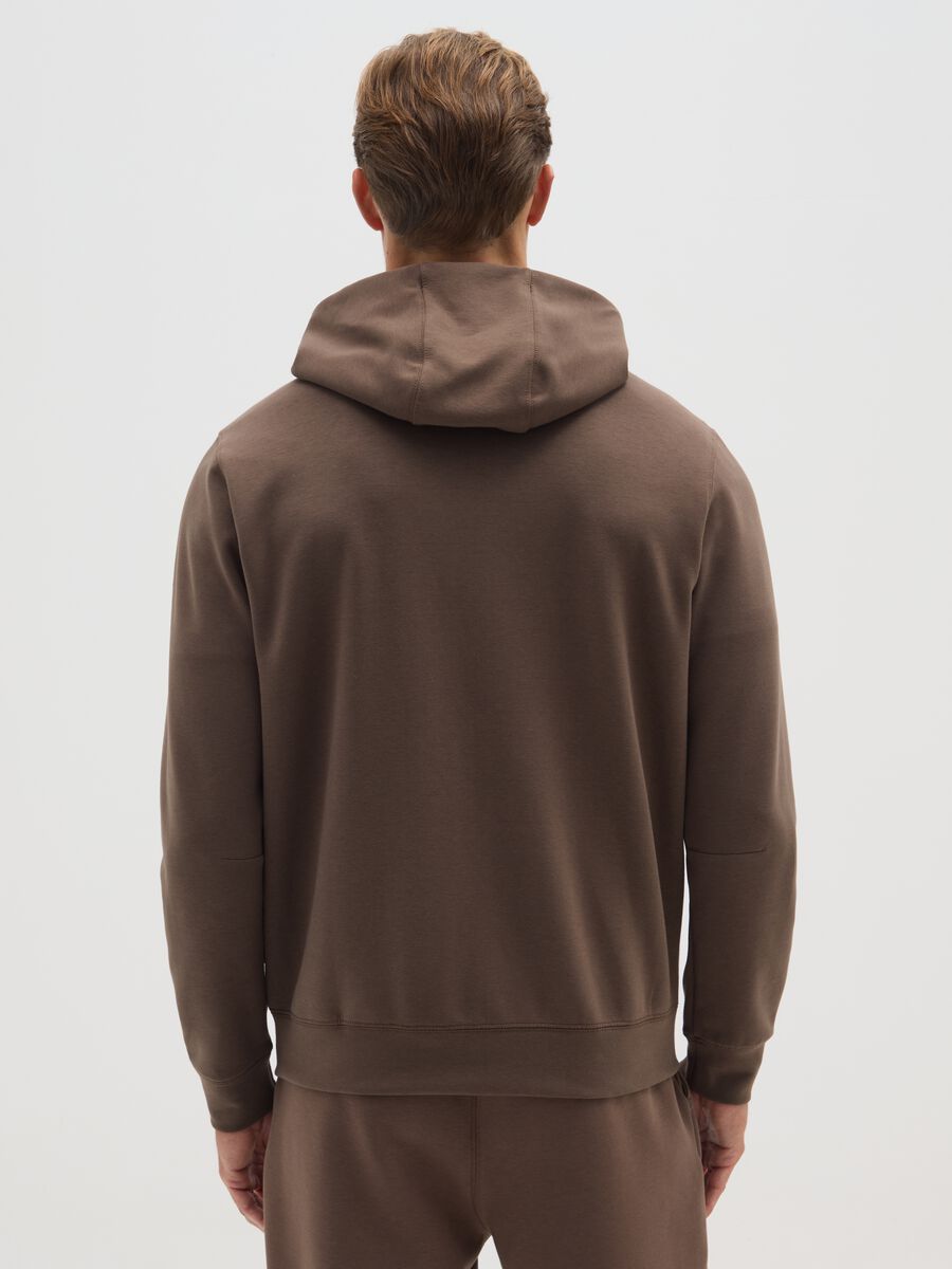 Brown regular fit hoodie with zip and hood_2