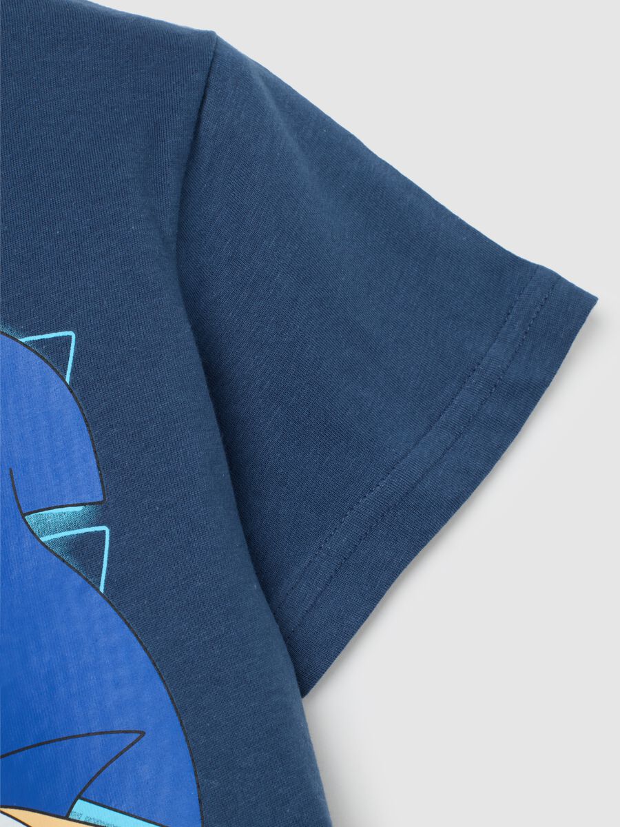 Kids' blue pure cotton T-shirt regular fit with Sonic print_3