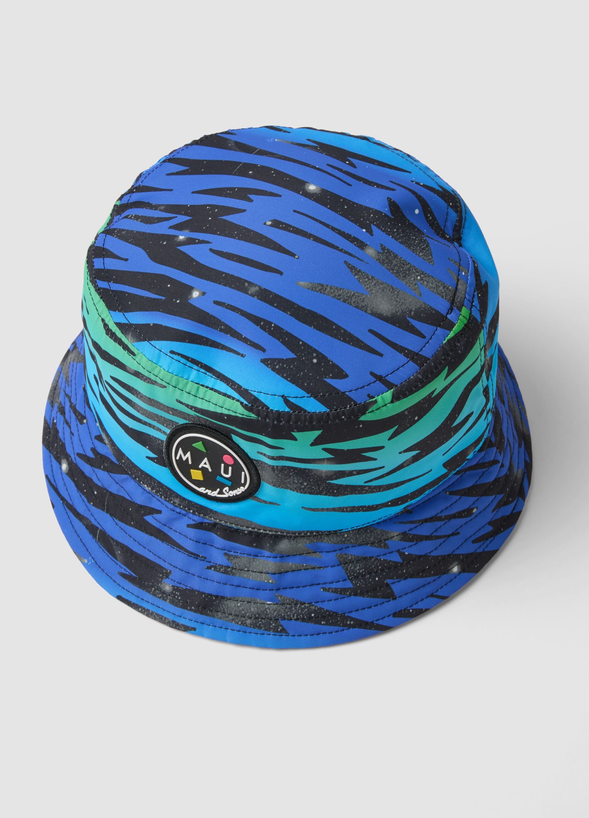 Multicolour zebra-print bucket hat
