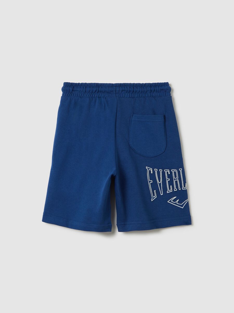 Blue Bermuda joggers with logo print and drawstring_1