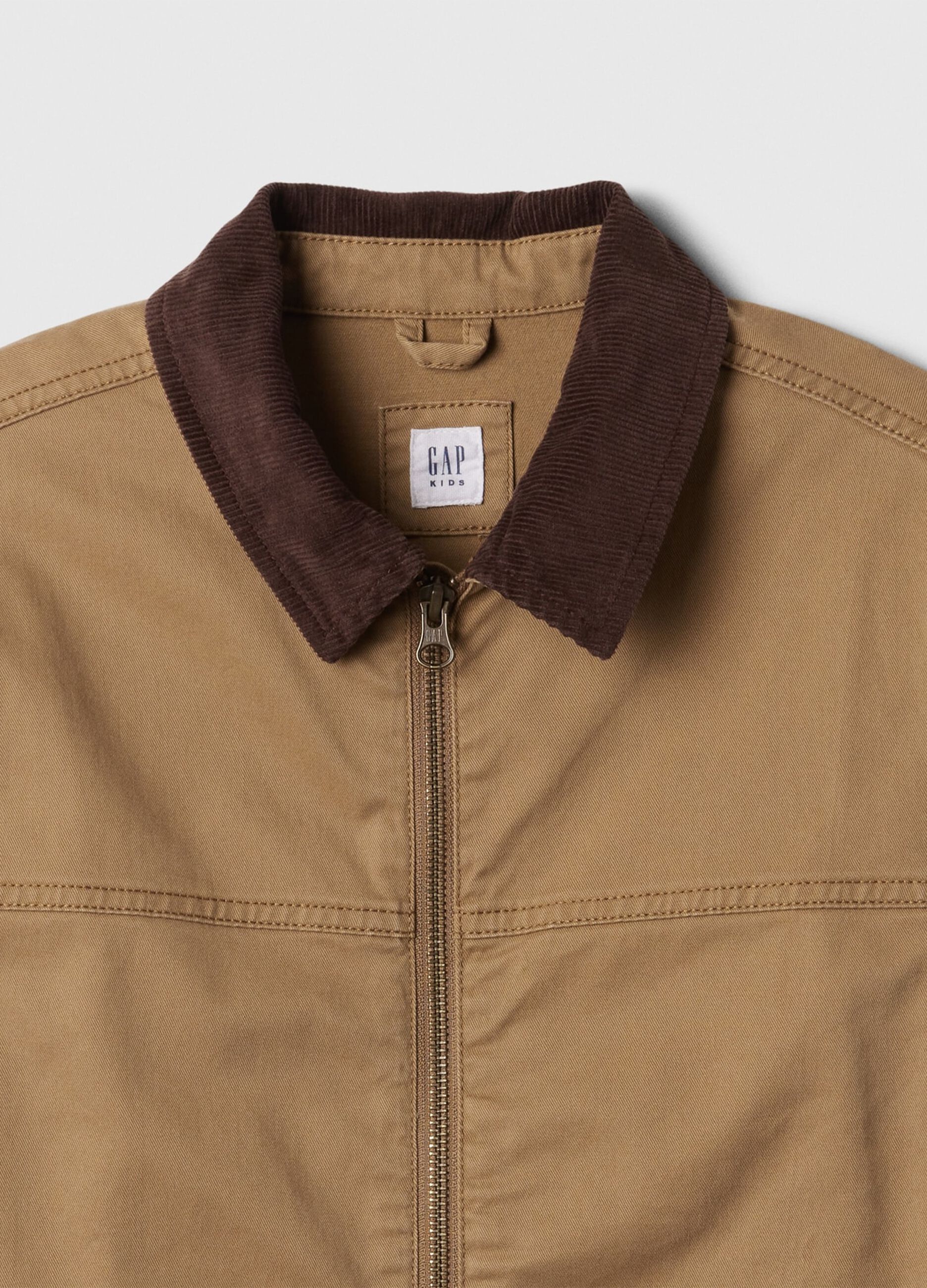 Full-zip shacket with corduroy collar