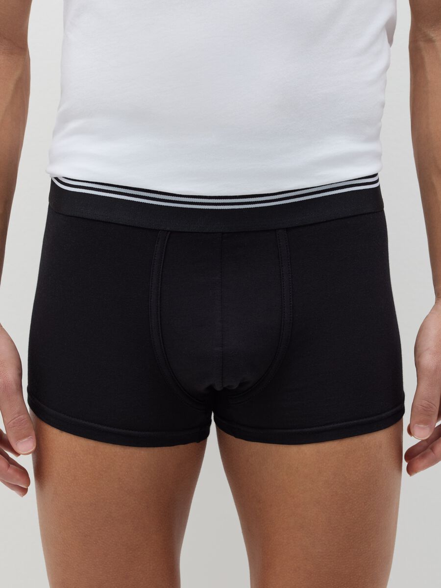 Three-pack boxer shorts in stretch cotton with striped detail_1