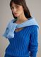 Blue pure cotton regular fit pullover with cable knit_0