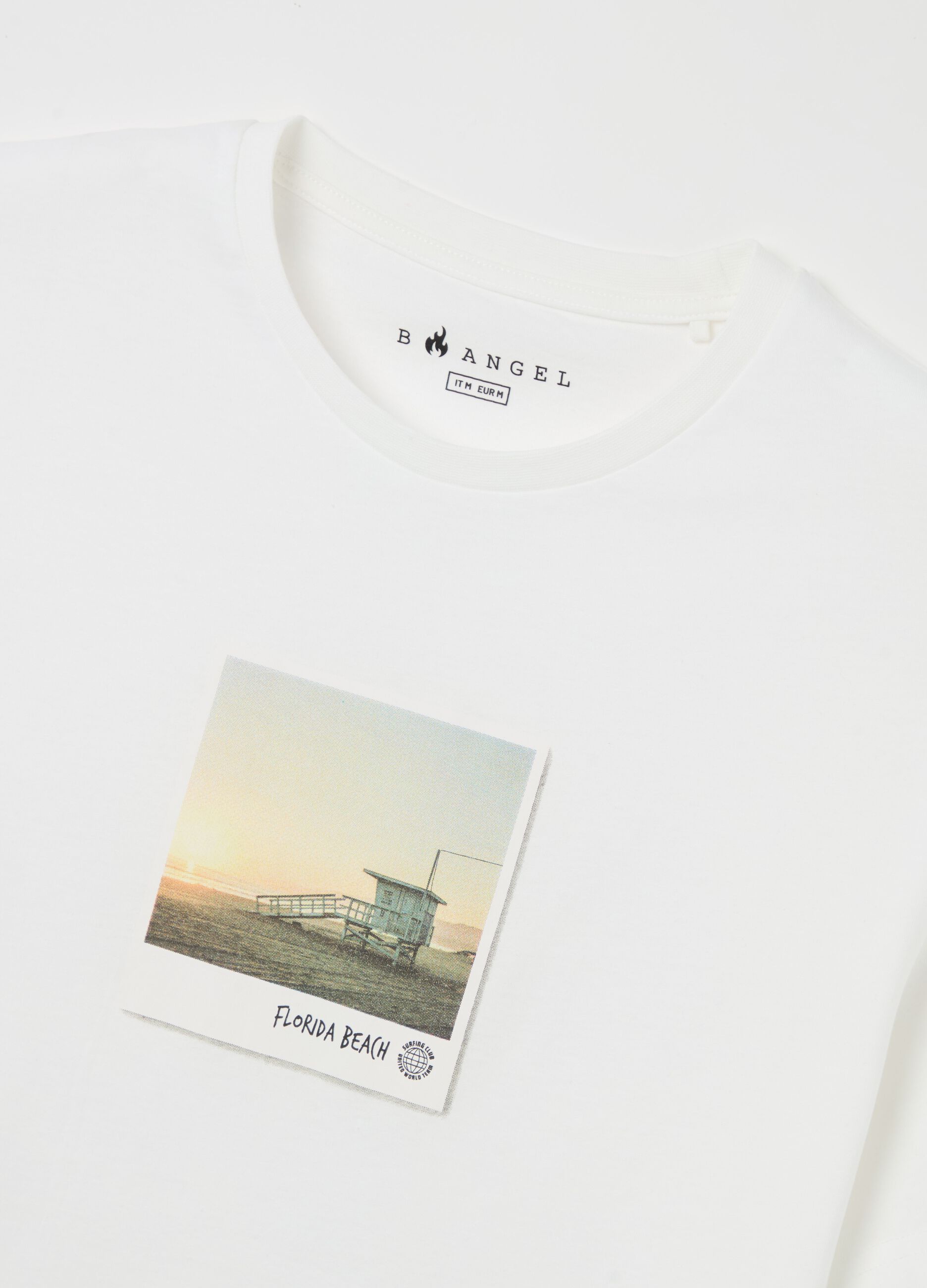 White T-shirt with Florida Beach print