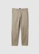 Beige slim fit stretch cotton chino trousers_4