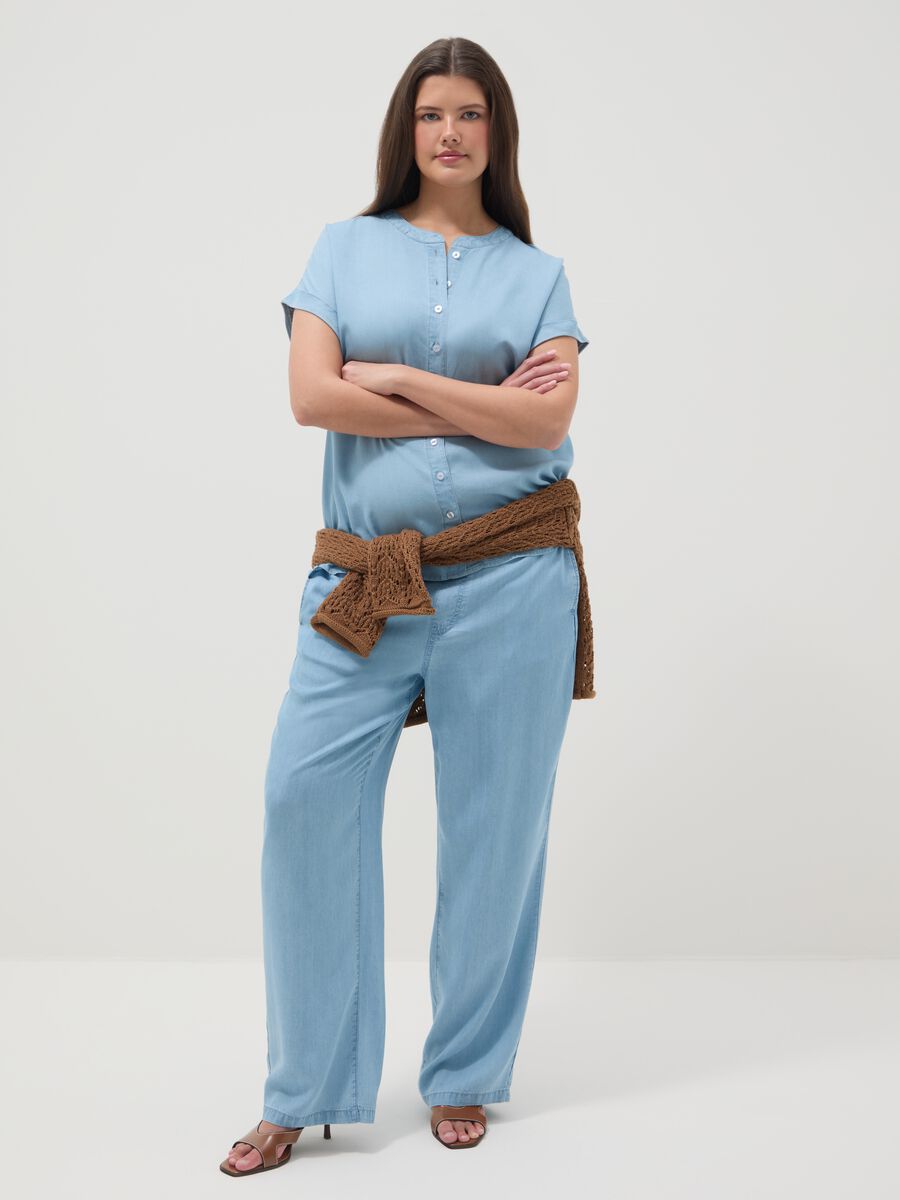 Pantaloni jogger in puro lyocell azzurri regular fit_0