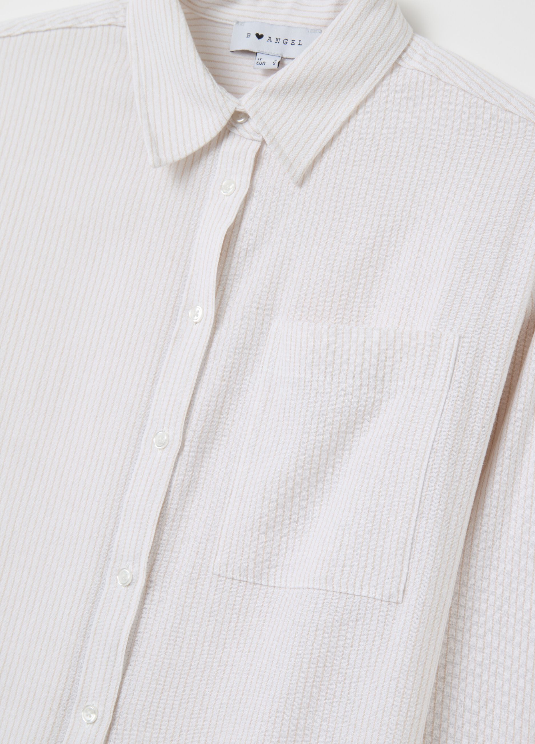 Striped beige shirt in cotton and linen