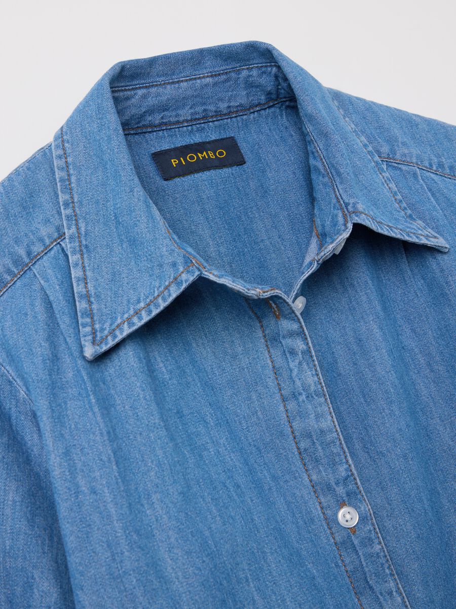 Blue denim shirt with knot_5