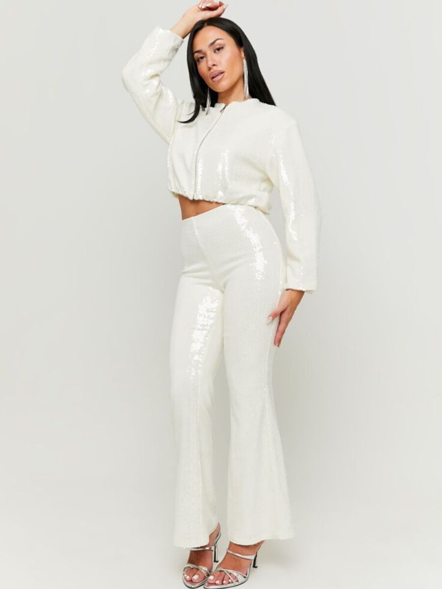 Flare-fit trousers with sequins_0