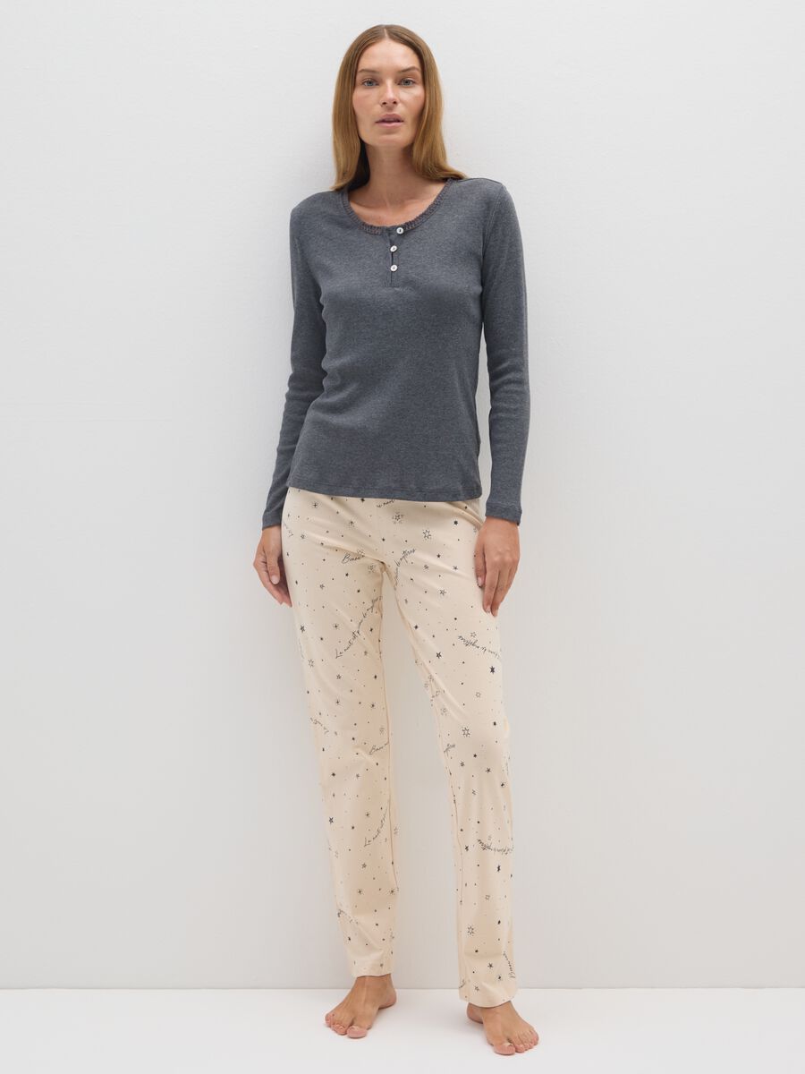 Maglia pigiama in puro cotone grigia regular fit_0
