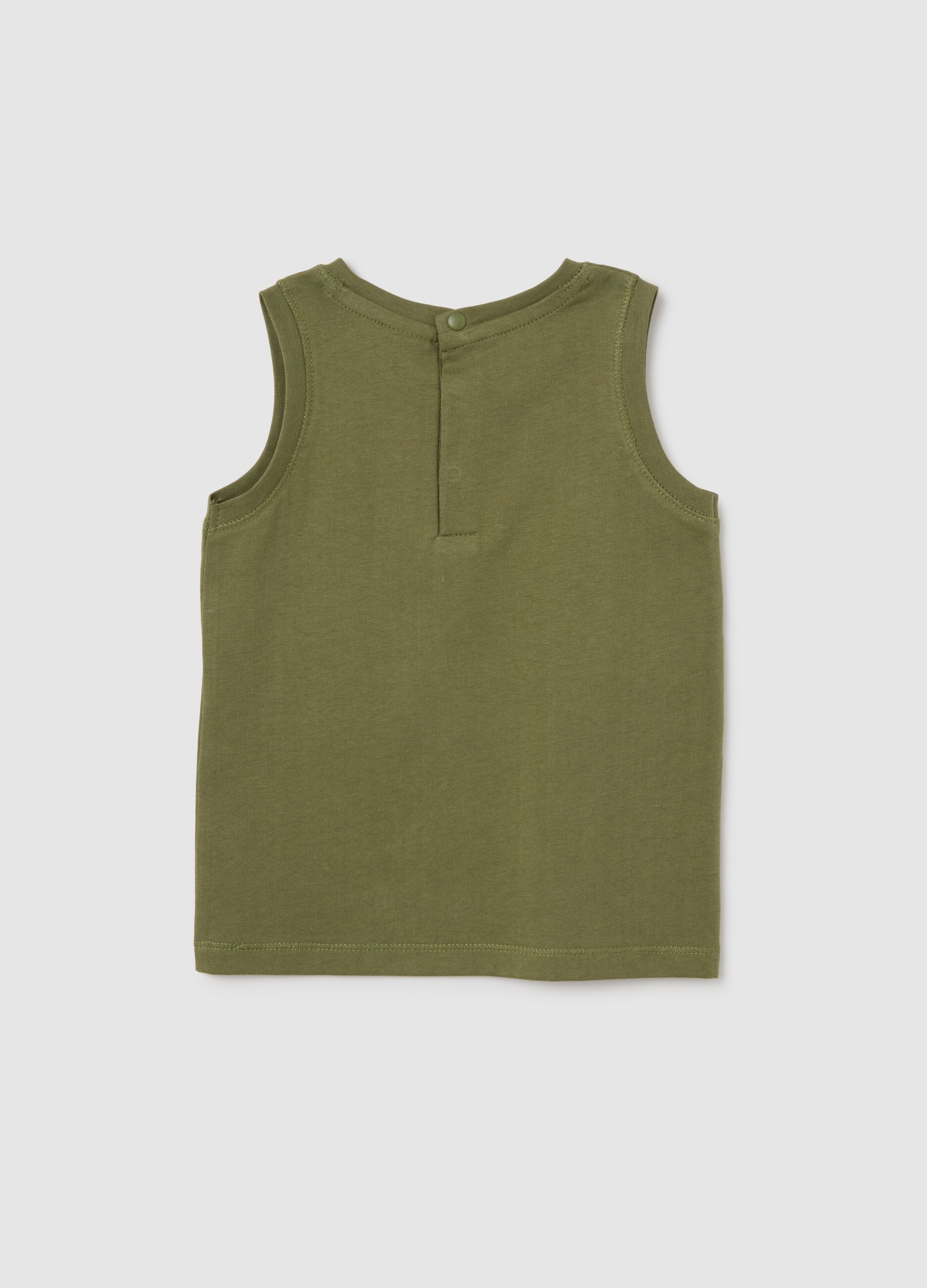 Green sleeveless children's top in pure cotton