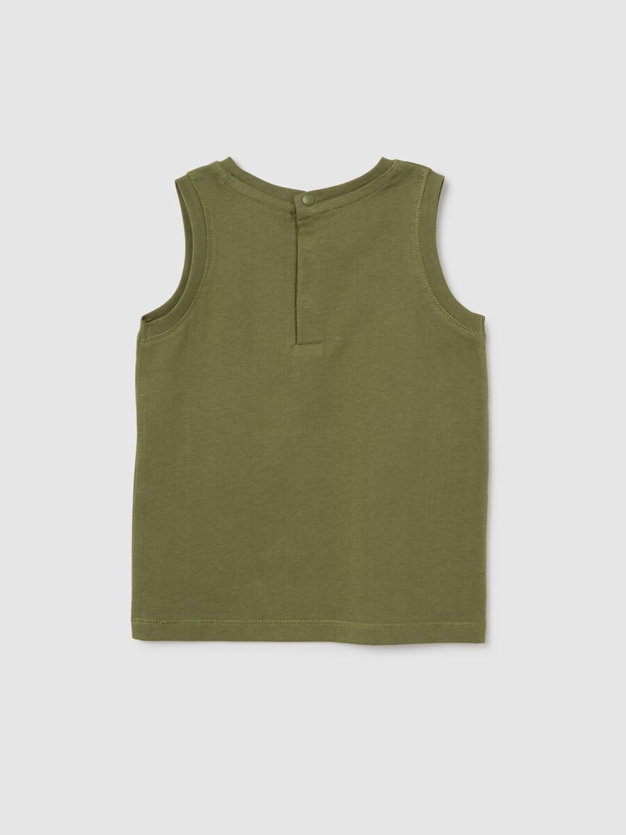 Green sleeveless children's top in pure cotton_1