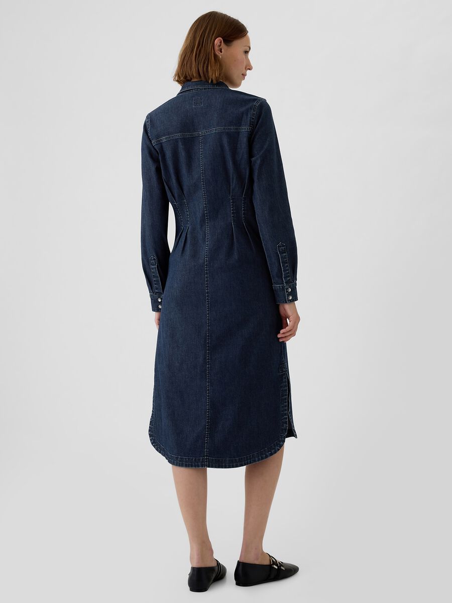 Denim shirt dress with pleats_2