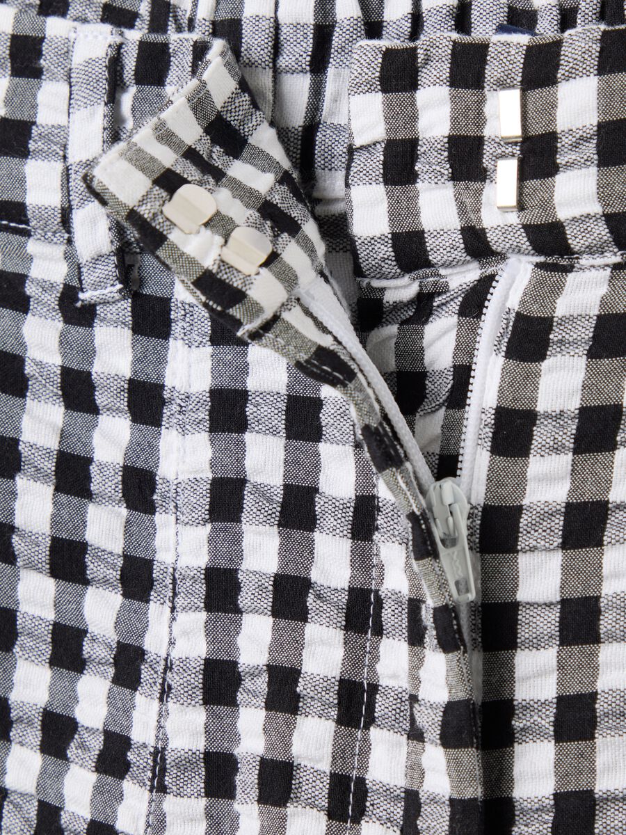 Wide Black and White Checkered Trousers Piombo_1