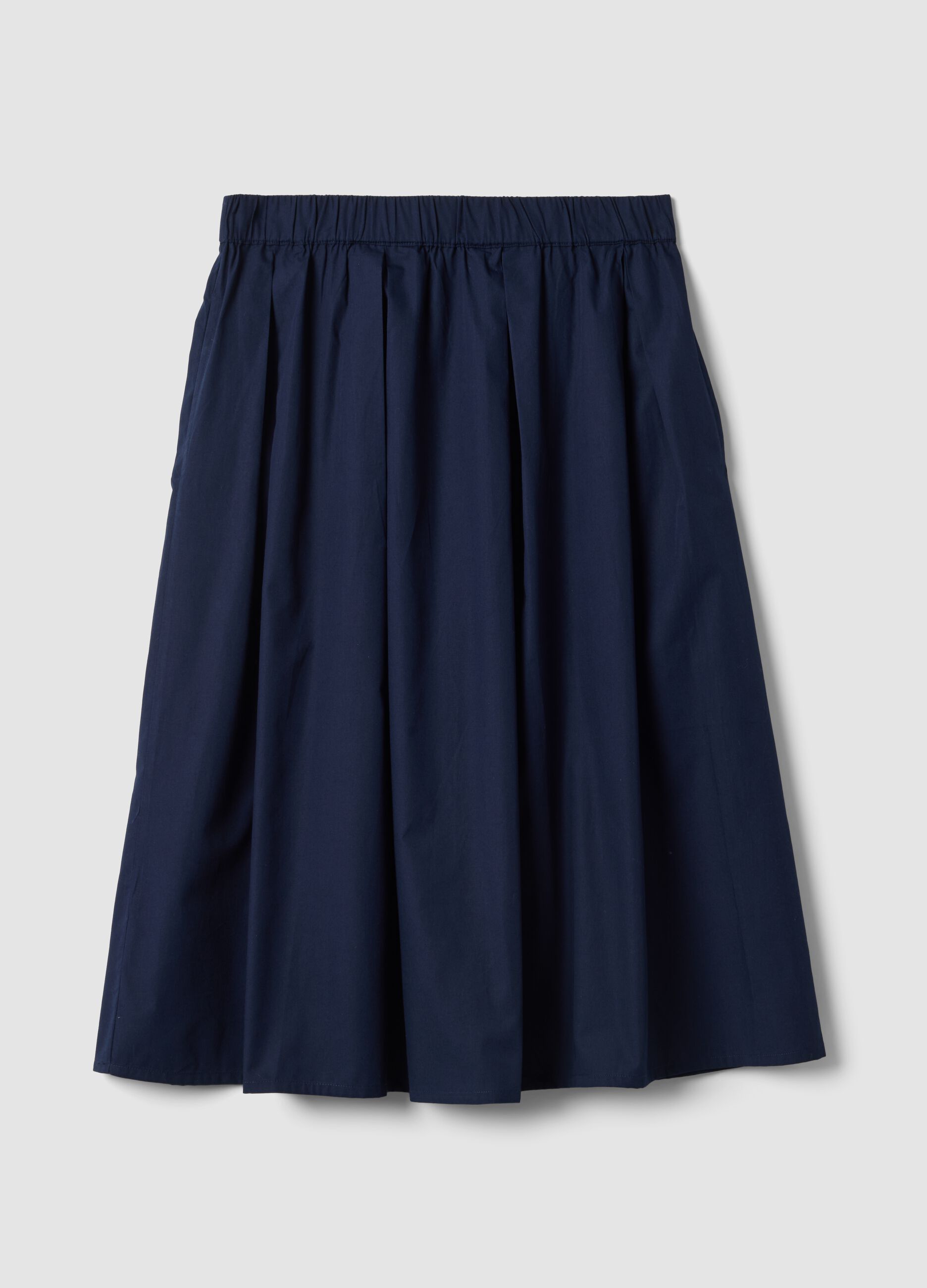 Blue pure cotton midi skirt