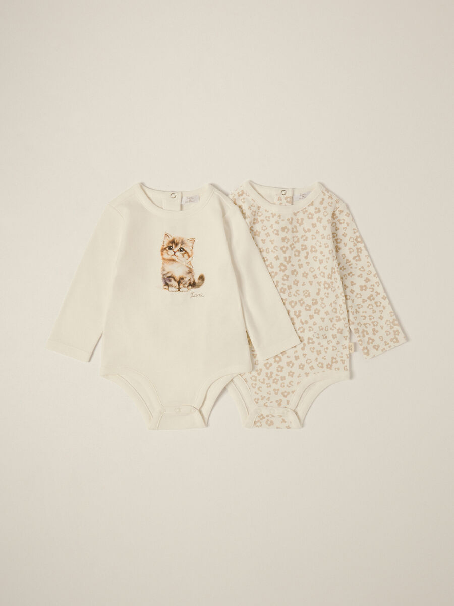 White and beige cotton bodysuit bipack_0