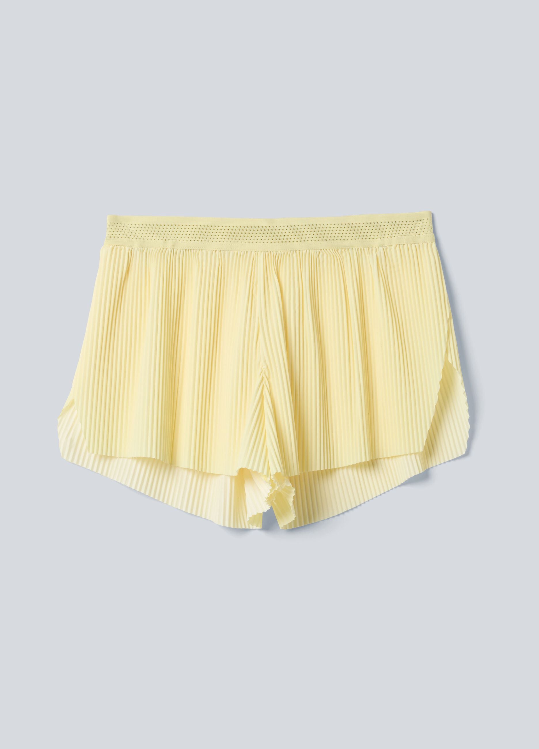 Shorts plissettati sportivi gialli in tessuto elasticizzato rimovibili ALTAVIA COURT