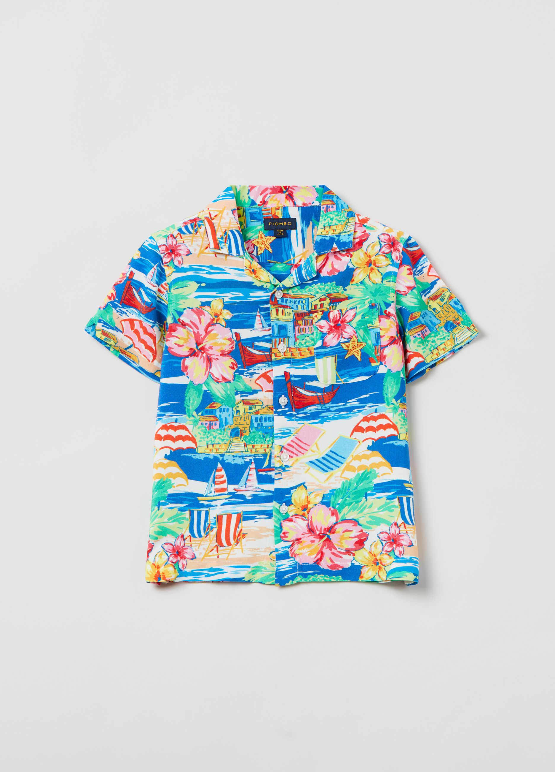 Camicia con stampa hawaiana