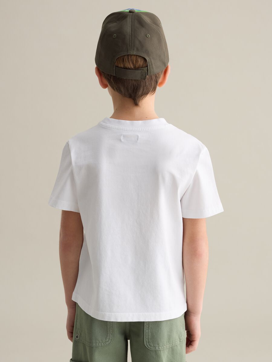 Cotton T-shirt with appliqué logo in denim_2