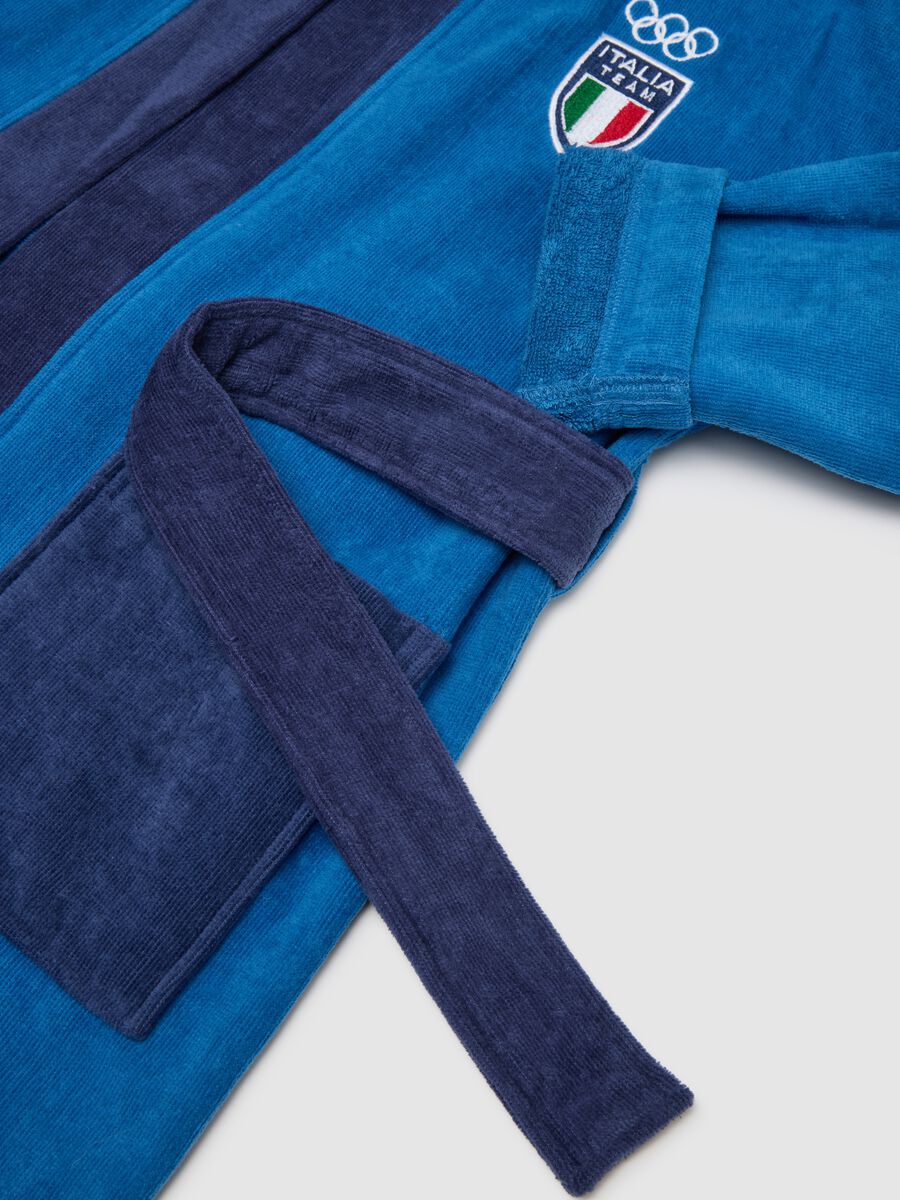 Accappatoio blu da bambino in puro cotone Looney Tunes x Italia Team_3