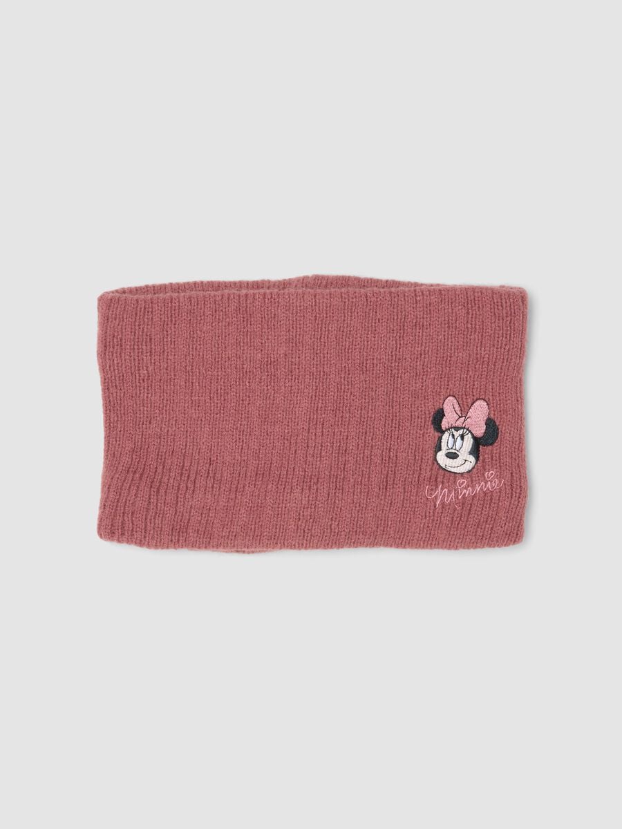Scaldacollo rosa in maglia con ricamo Minnie_0