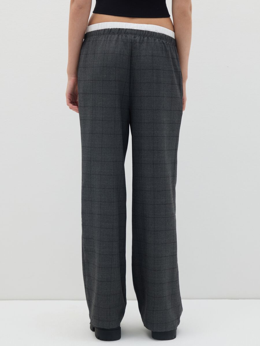 Pantaloni multicolor a quadri wide leg_3